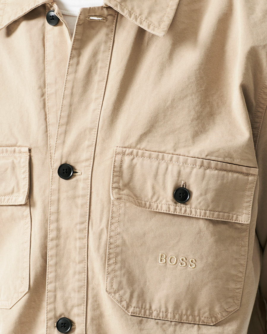 Heren | Overhemden | BOSS ORANGE | BOSS Casual Lovvo Pocket Overshirt Light Beige