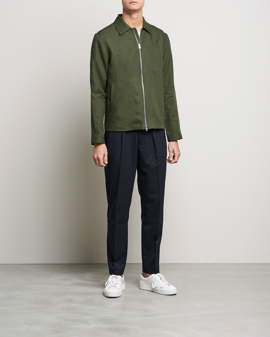 Heren | Jassen | Tiger of Sweden | Maddon Linen Shirt Jacket Green