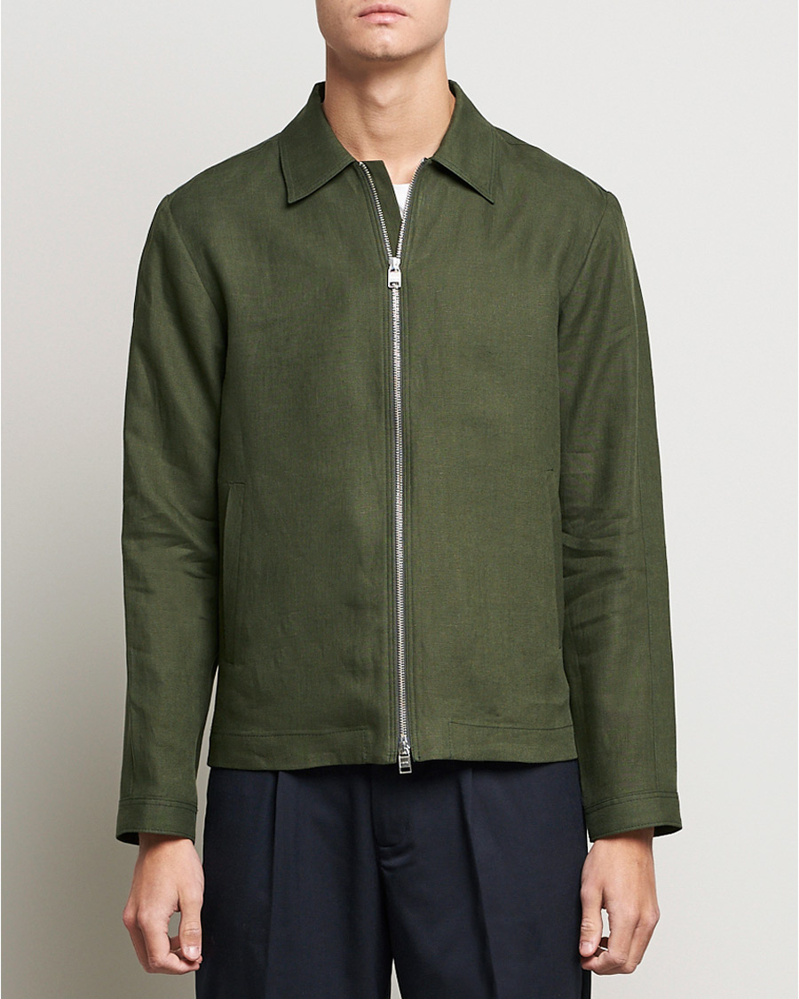 Heren | Jassen | Tiger of Sweden | Maddon Linen Shirt Jacket Green