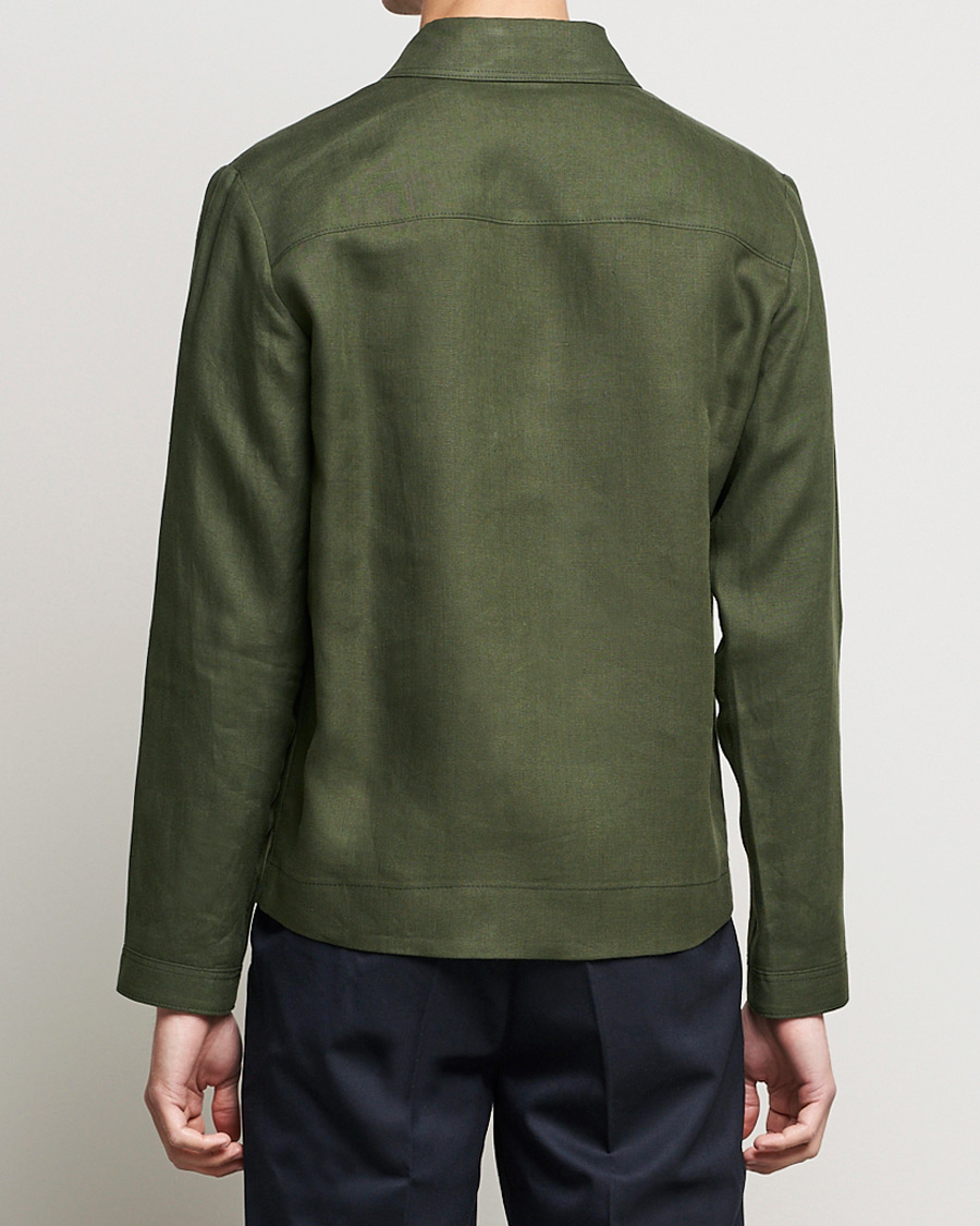 Heren | Jassen | Tiger of Sweden | Maddon Linen Shirt Jacket Green