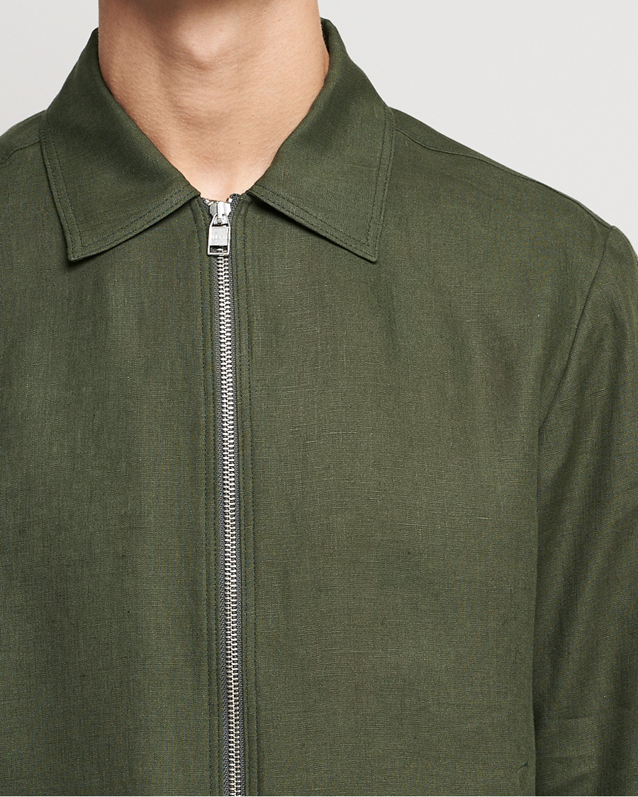 Heren | Jassen | Tiger of Sweden | Maddon Linen Shirt Jacket Green