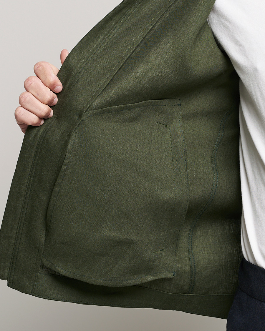 Heren | Jassen | Tiger of Sweden | Maddon Linen Shirt Jacket Green