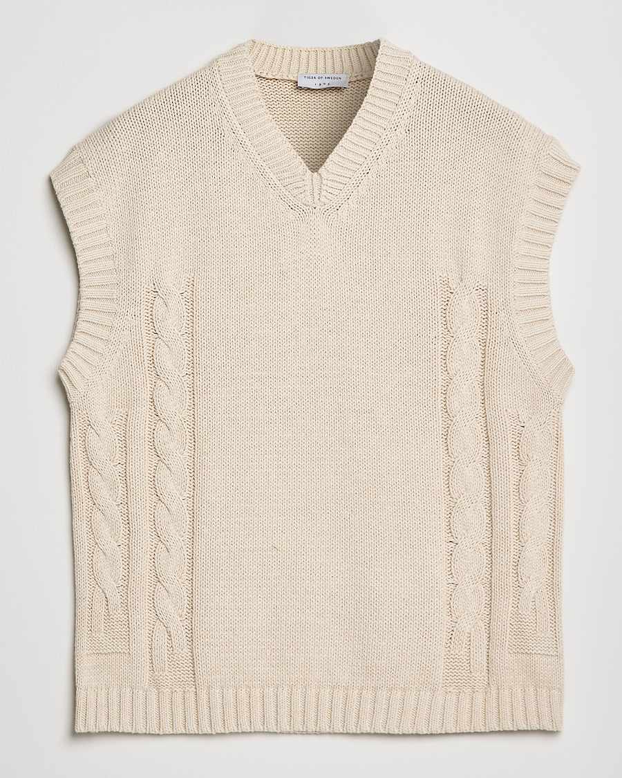 Heren | Truien | Tiger of Sweden | Bazyly Knitted Vest Cream Snow