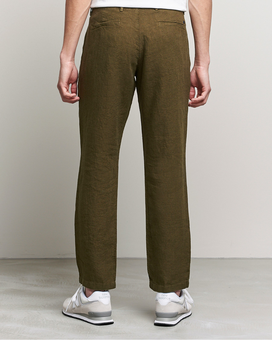 Heren | Broeken | NN07 | Karl Linen Trousers Dark Olive