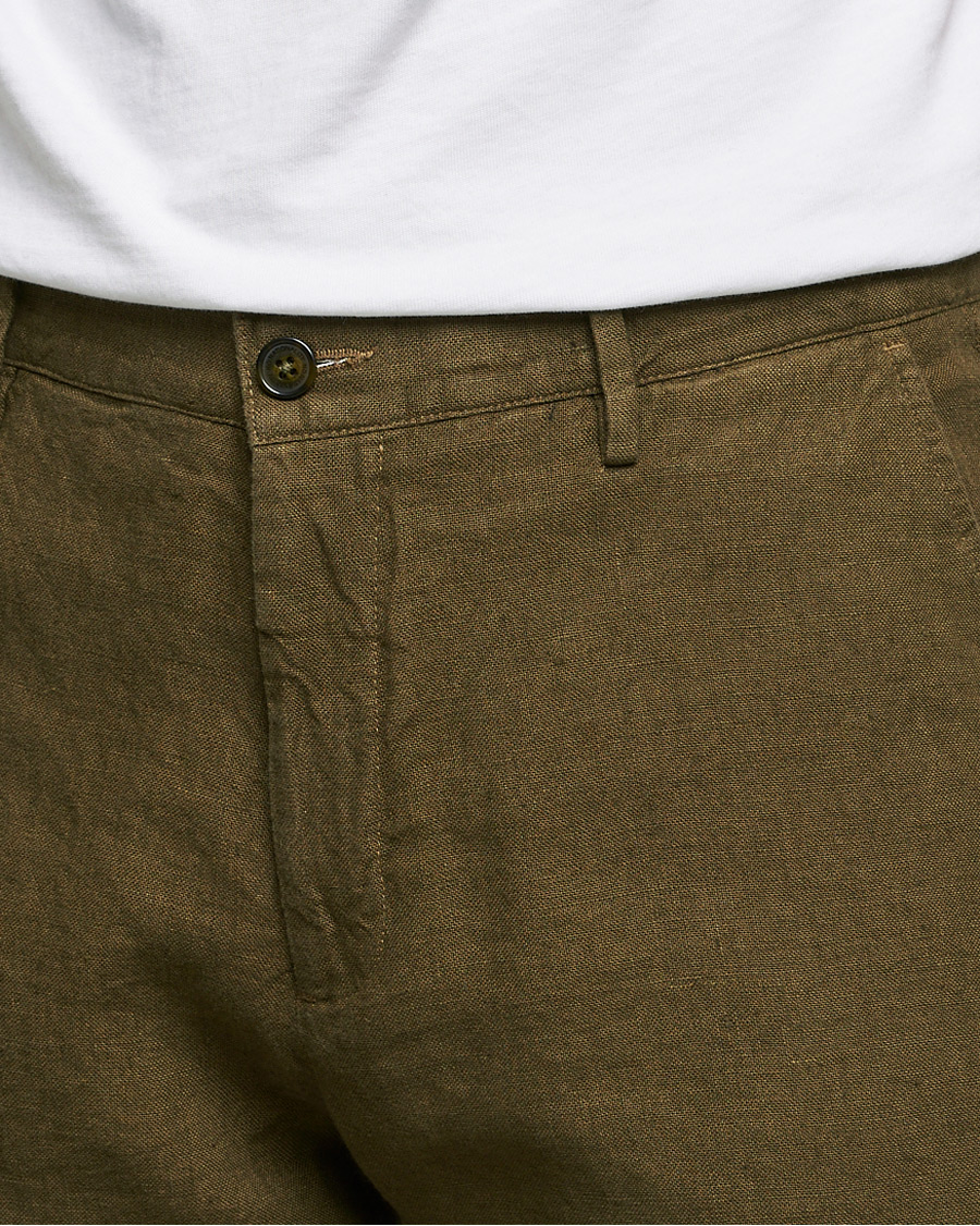 Heren | Broeken | NN07 | Karl Linen Trousers Dark Olive