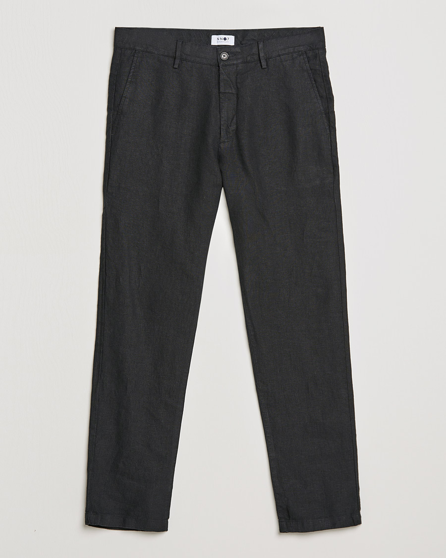Heren | Broeken | NN07 | Karl Linen Trousers Black