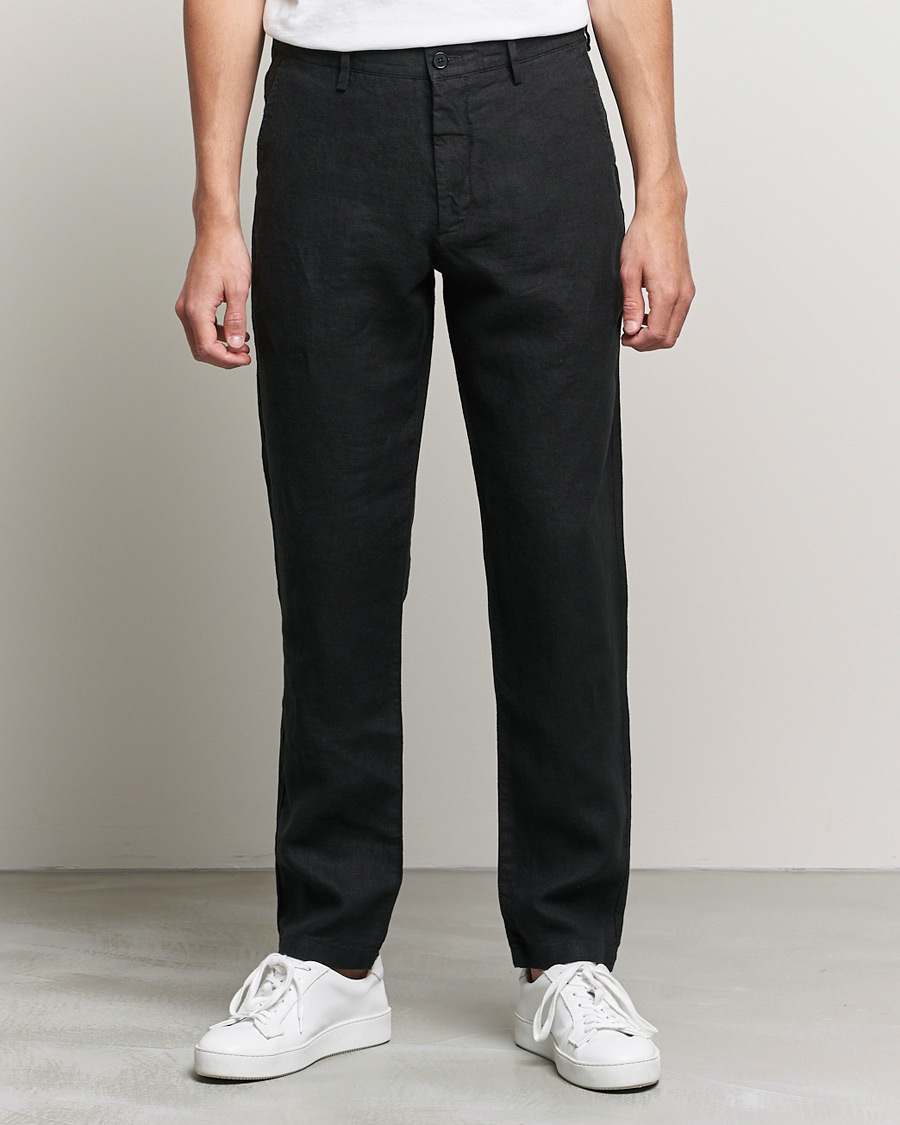 Heren | Broeken | NN07 | Karl Linen Trousers Black
