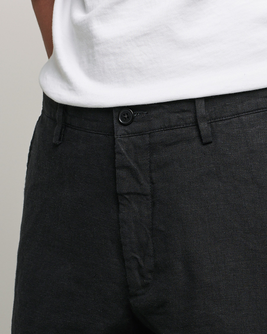 Heren | Broeken | NN07 | Karl Linen Trousers Black