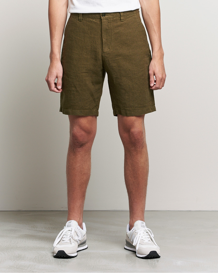Heren | Korte broek | NN07 | Crown Linen Shorts Dark Olive