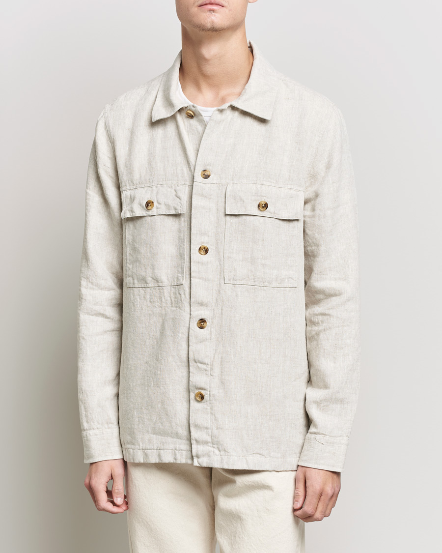 Heren | Overhemden | NN07 | Wilas Linen Overshirt Oat