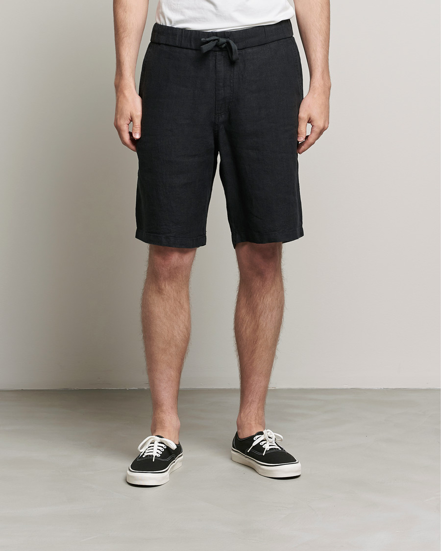 Heren | Korte broek | NN07 | Keith Drawstring Linen Shorts Black