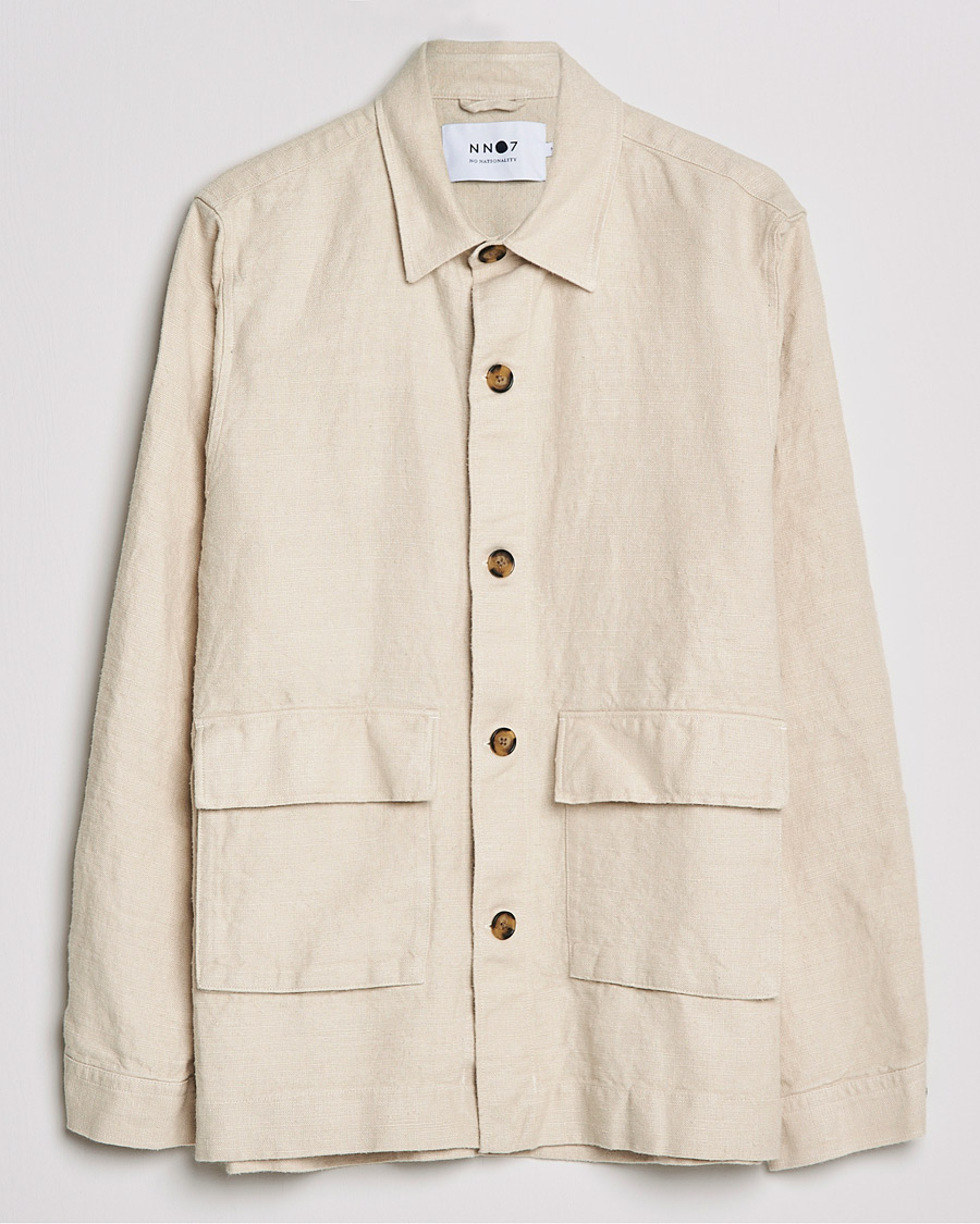Heren | Overhemden | NN07 | Cedric Heavy Linen Shirt Jacket Ecru