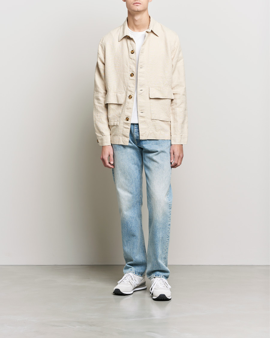 Heren | Overhemden | NN07 | Cedric Heavy Linen Shirt Jacket Ecru