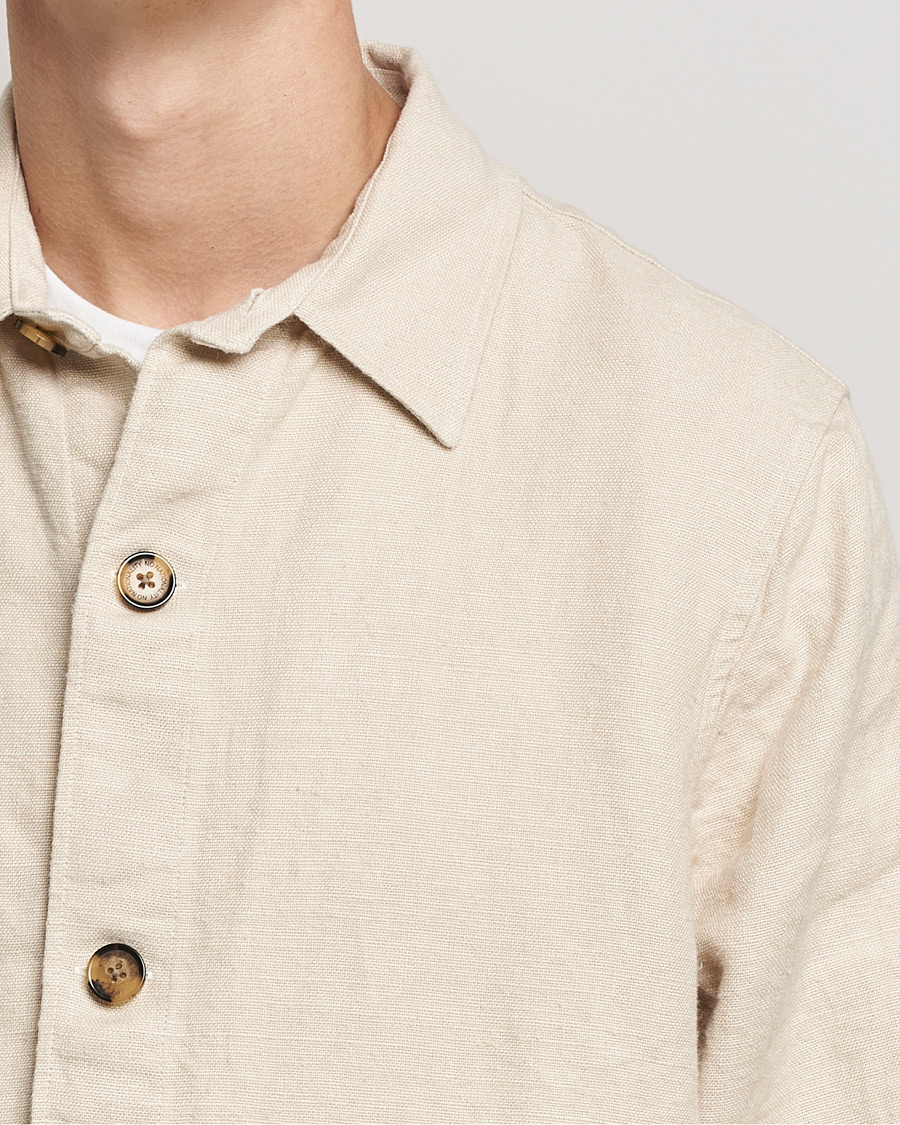 Heren | Overhemden | NN07 | Cedric Heavy Linen Shirt Jacket Ecru