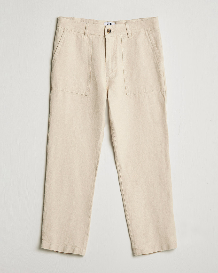 Heren | Broeken | NN07 | Nohr Heavy Linen Trousers Ecru