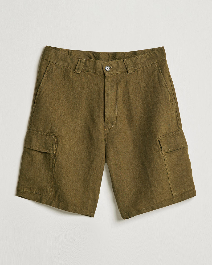 Heren | Korte broek | NN07 | Arnie Cargo Linen Shorts Dark Olive