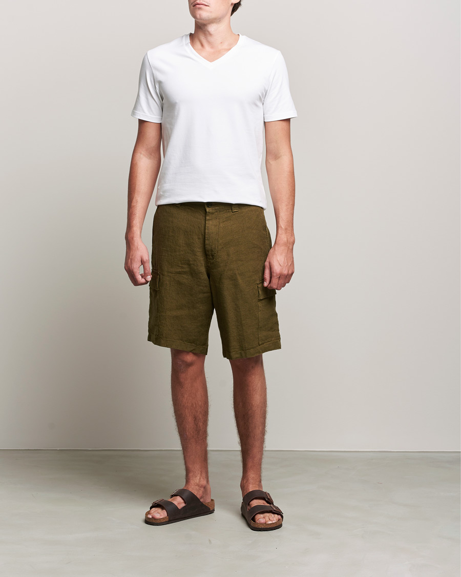 Heren | Korte broek | NN07 | Arnie Cargo Linen Shorts Dark Olive