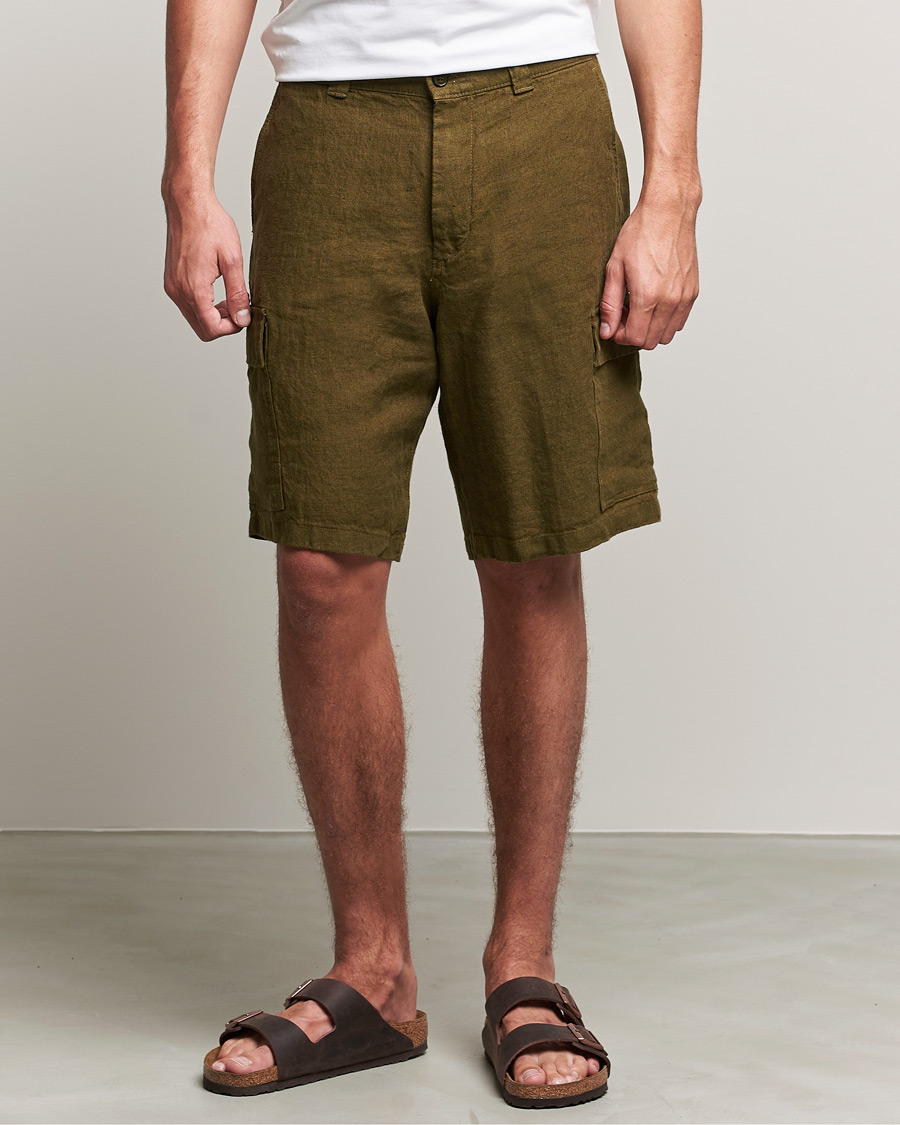 Heren | Korte broek | NN07 | Arnie Cargo Linen Shorts Dark Olive