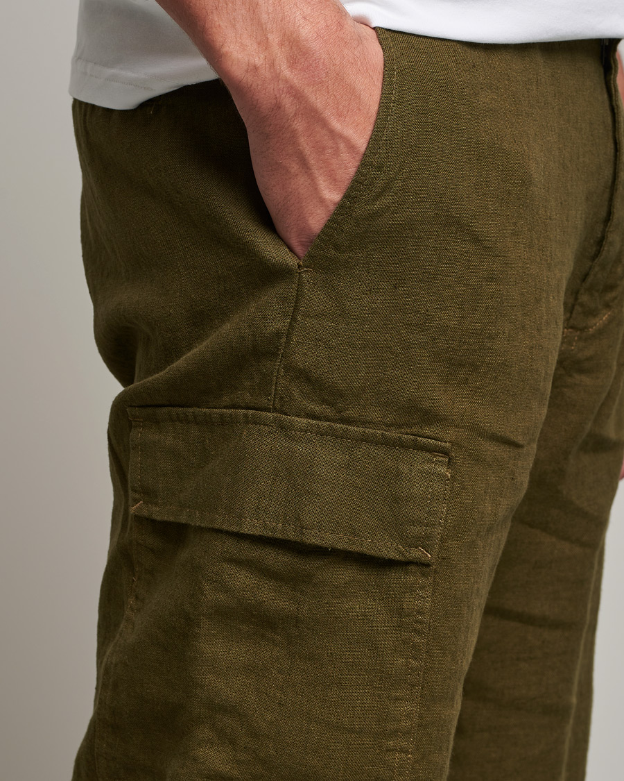 Heren | Korte broek | NN07 | Arnie Cargo Linen Shorts Dark Olive