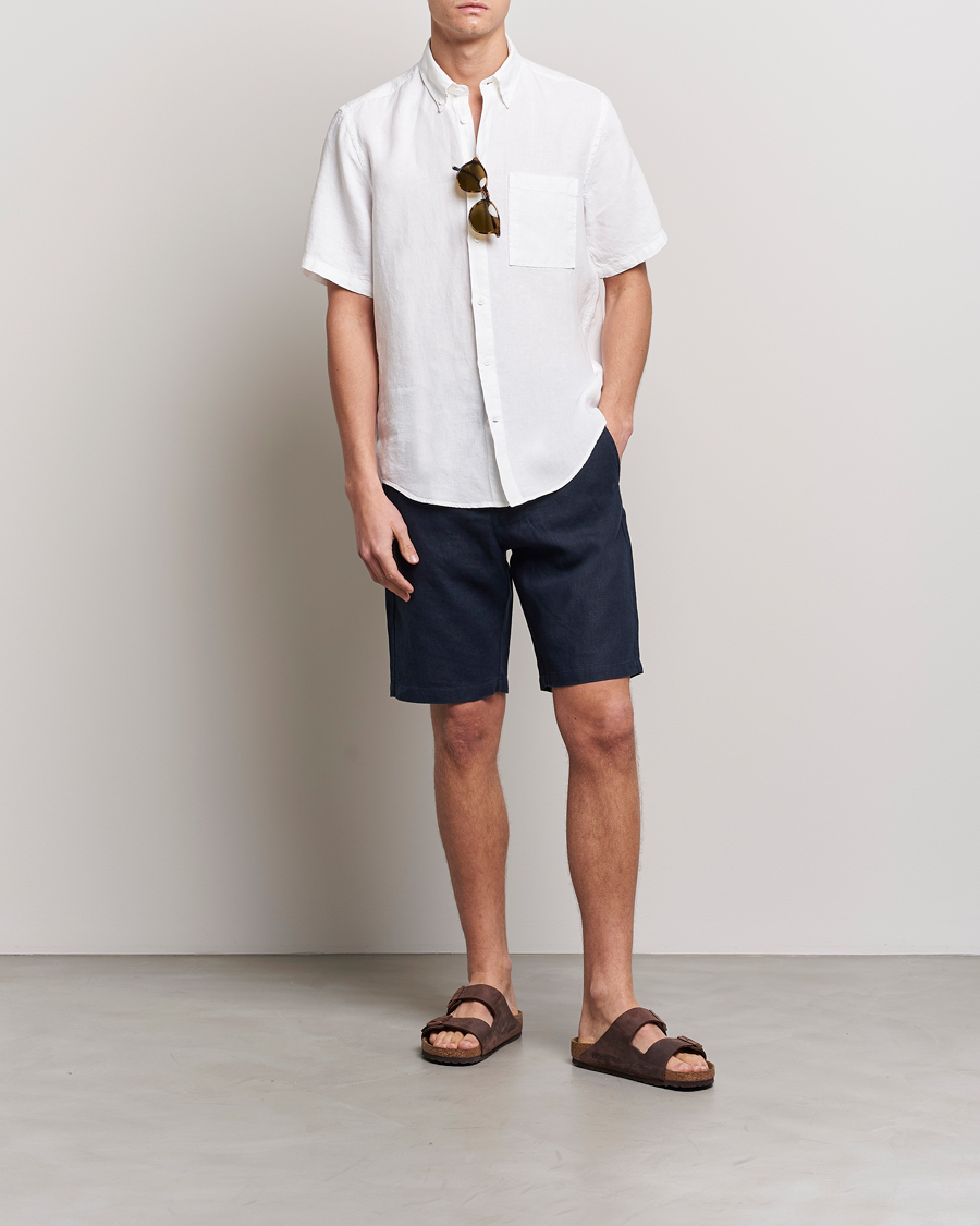Heren | Overhemden | NN07 | Arne Linen Short Sleeve Shirt White