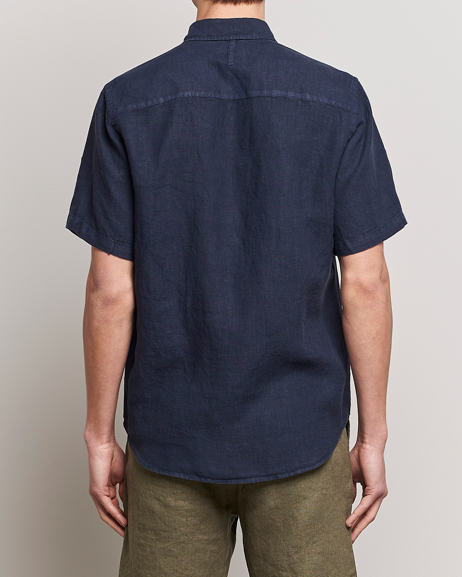 Heren | Overhemden | NN07 | Arne Linen Short Sleeve Shirt Navy