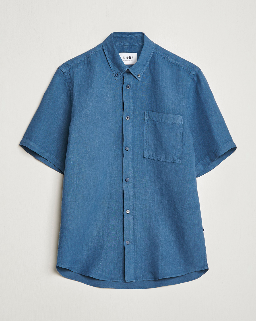 Heren | Overhemden | NN07 | Arne Linen Short Sleeve Shirt Dust Blue