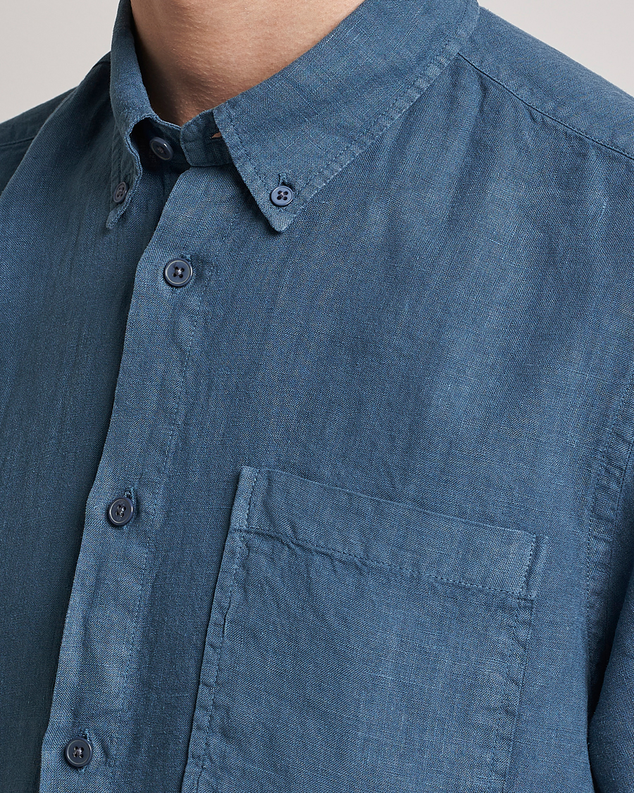 Heren | Overhemden | NN07 | Arne Linen Short Sleeve Shirt Dust Blue