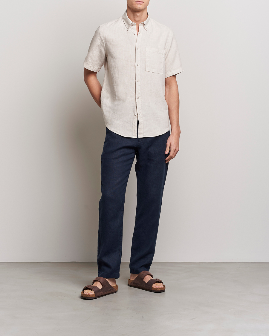 Heren | Overhemden | NN07 | Arne Linen Short Sleeve Shirt Oat