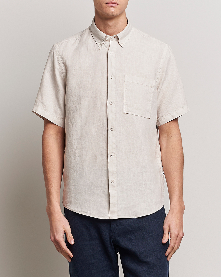 Heren | Overhemden | NN07 | Arne Linen Short Sleeve Shirt Oat