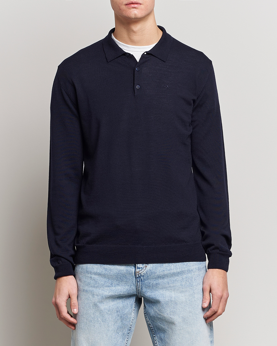 Heren | Gebreide poloshirts | J.Lindeberg | Noel Light Merino Polo Shirt Navy