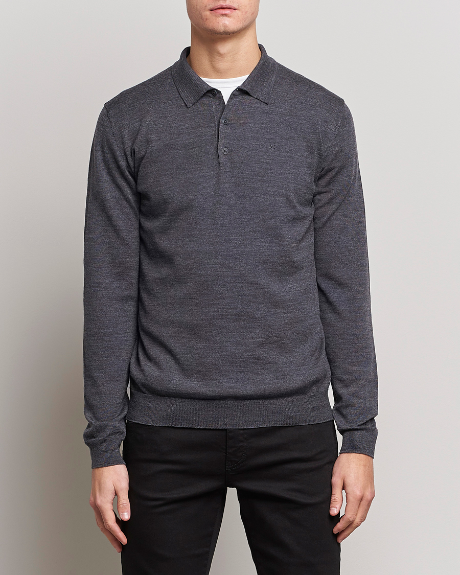 Heren |  | J.Lindeberg | Noel Light Merino Polo Shirt Dark Grey Melange