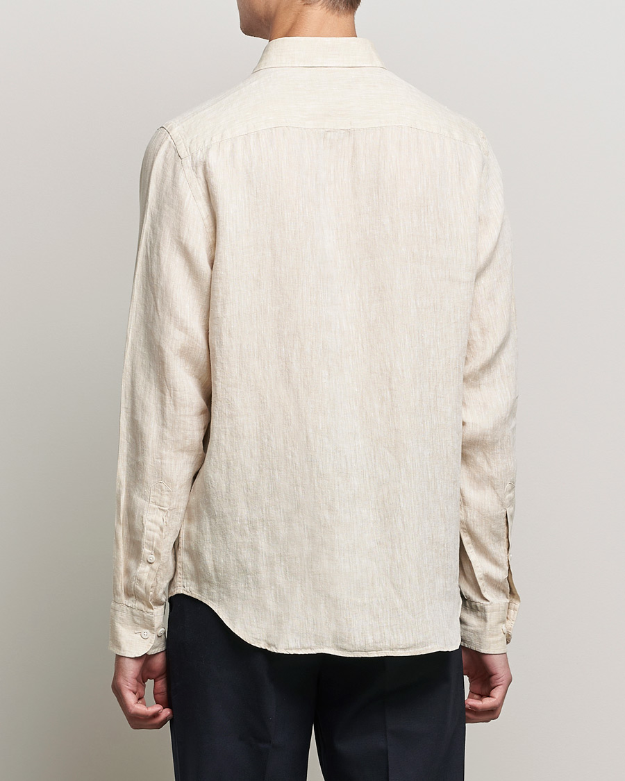 Heren | Overhemden | J.Lindeberg | Linen Melange Slim Shirt Safari Beige