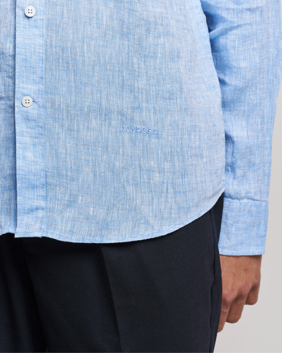 Heren | Overhemden | J.Lindeberg | Linen Melange Slim Shirt Ultramarine