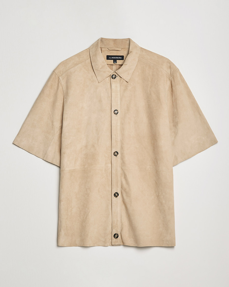 Heren | Overhemden | J.Lindeberg | Shorty Short Sleeve Suede Shirt Safari Beige