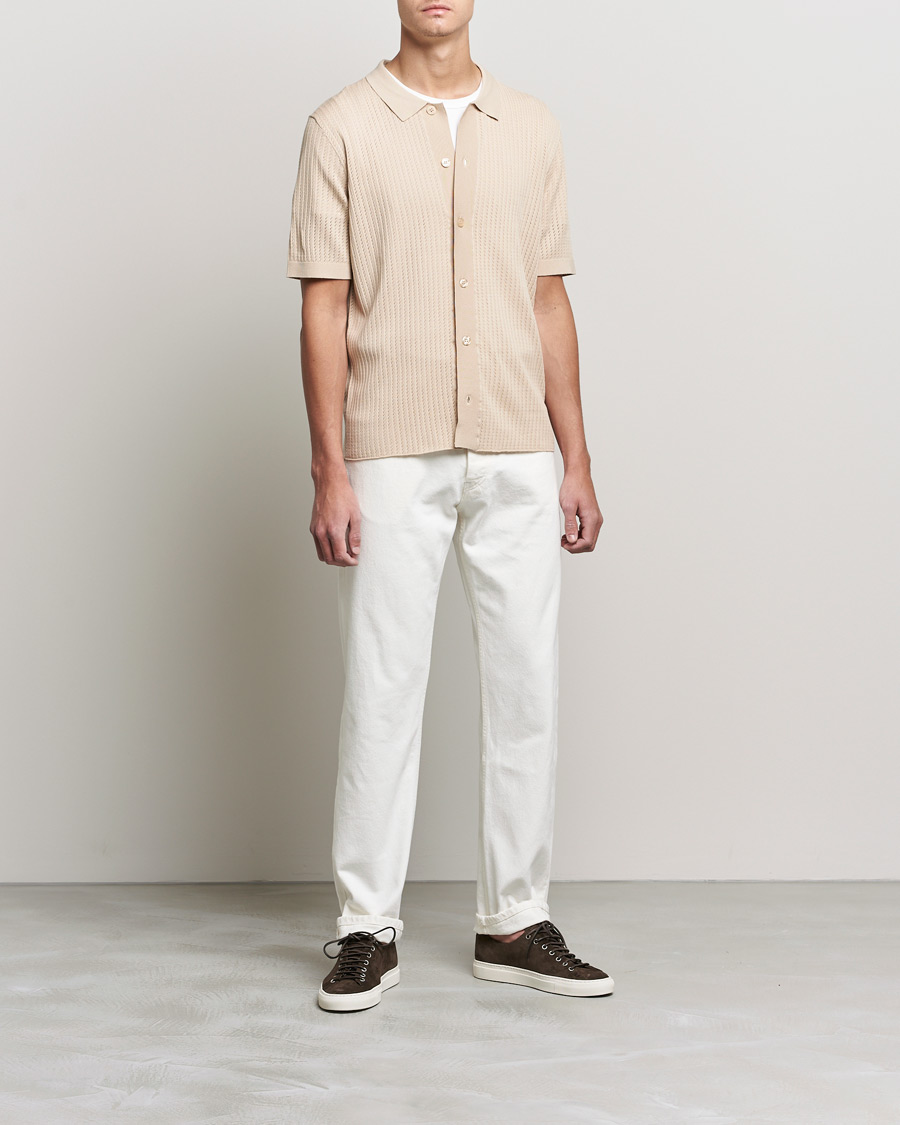 Heren | Overhemden | J.Lindeberg | Skyler Rayon Silk Knit Shirt Safari Beige