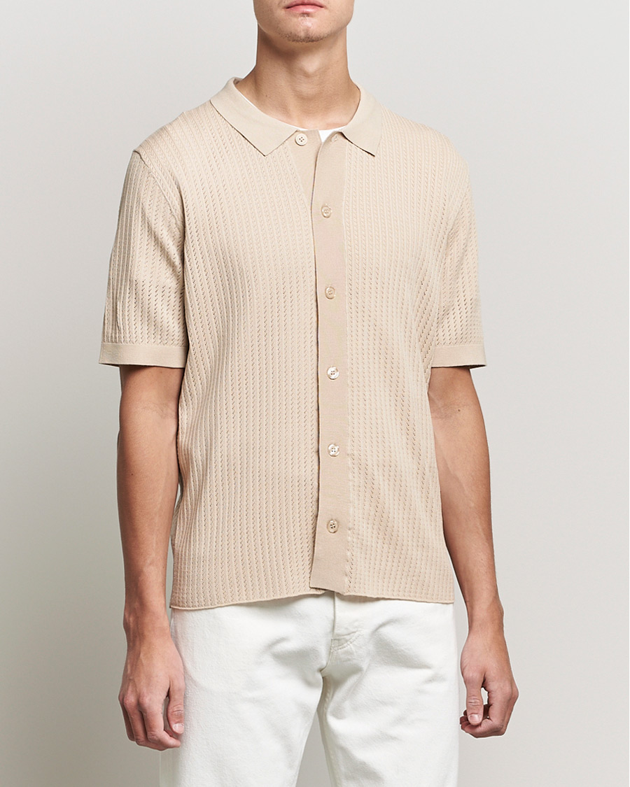Heren | Overhemden | J.Lindeberg | Skyler Rayon Silk Knit Shirt Safari Beige