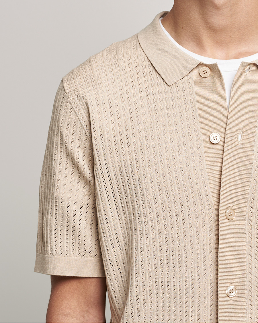 Heren | Overhemden | J.Lindeberg | Skyler Rayon Silk Knit Shirt Safari Beige