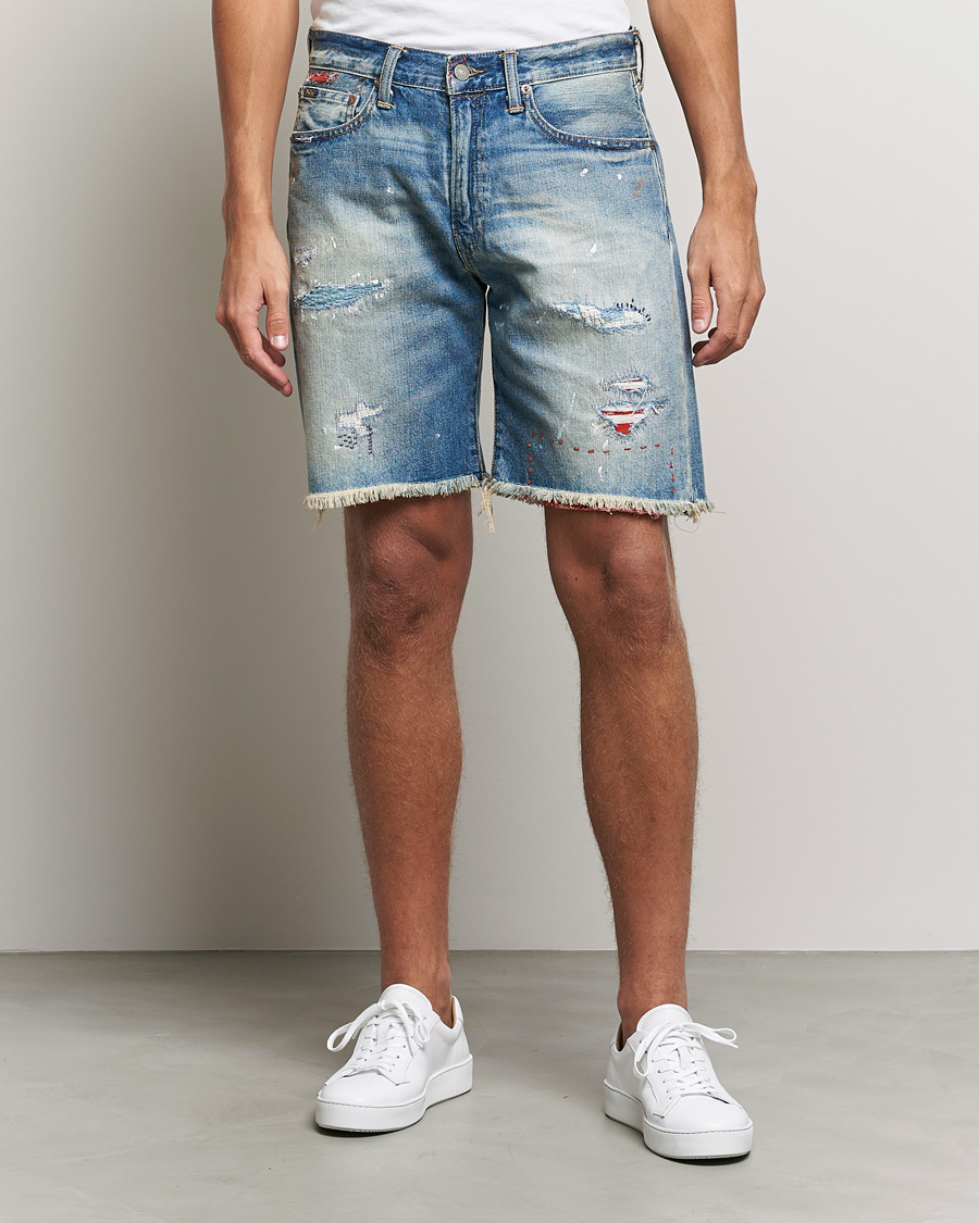 Heren | Korte broek | Polo Ralph Lauren | Shredded Denim Shorts Blue