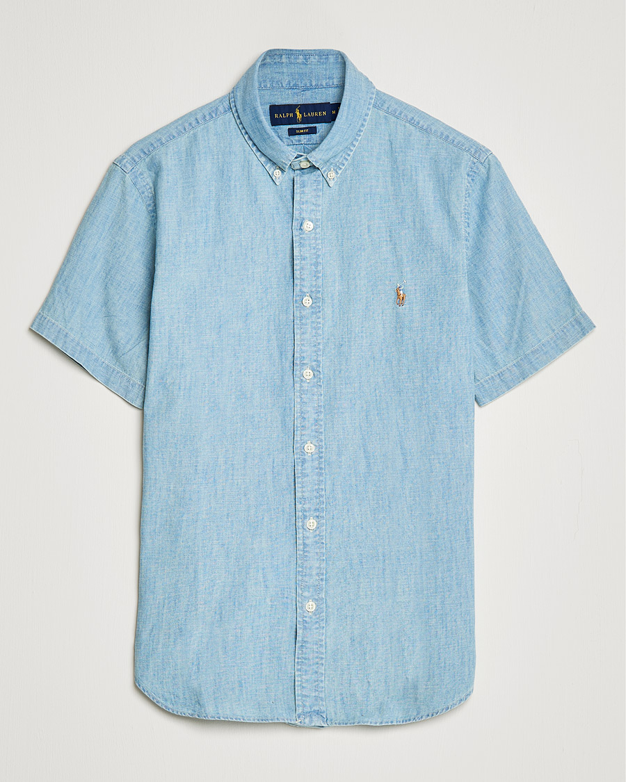 Heren | Overhemden | Polo Ralph Lauren | Slim Fit Short Sleeve Chambray Shirt Light Indigo