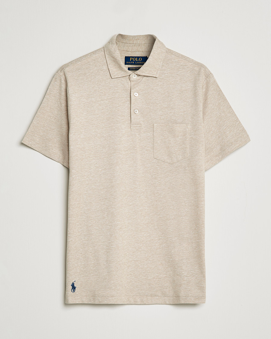 Heren | Polo's | Polo Ralph Lauren | Custom Slim Fit Cotton/Linen Polo Tan Heather