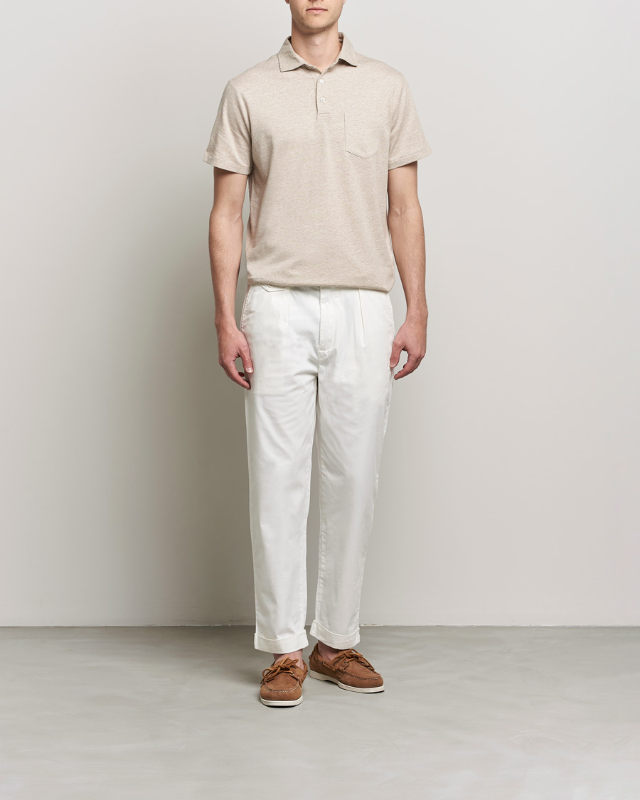 Heren | Polo's | Polo Ralph Lauren | Custom Slim Fit Cotton/Linen Polo Tan Heather