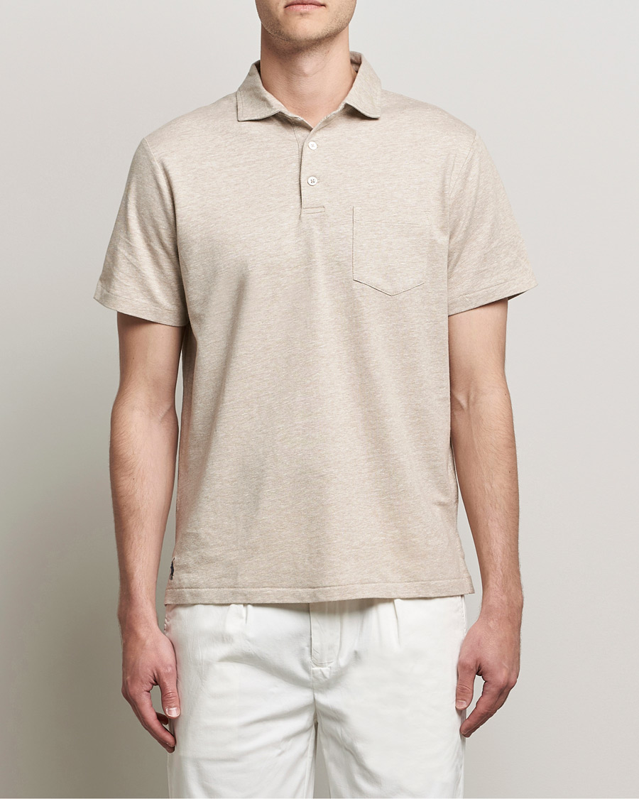 Heren | Polo's | Polo Ralph Lauren | Custom Slim Fit Cotton/Linen Polo Tan Heather