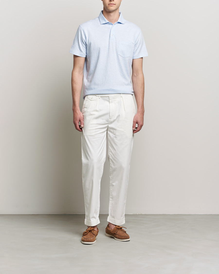 Heren | Polo's | Polo Ralph Lauren | Custom Slim Fit Cotton/Linen Polo Elite Blue Heather