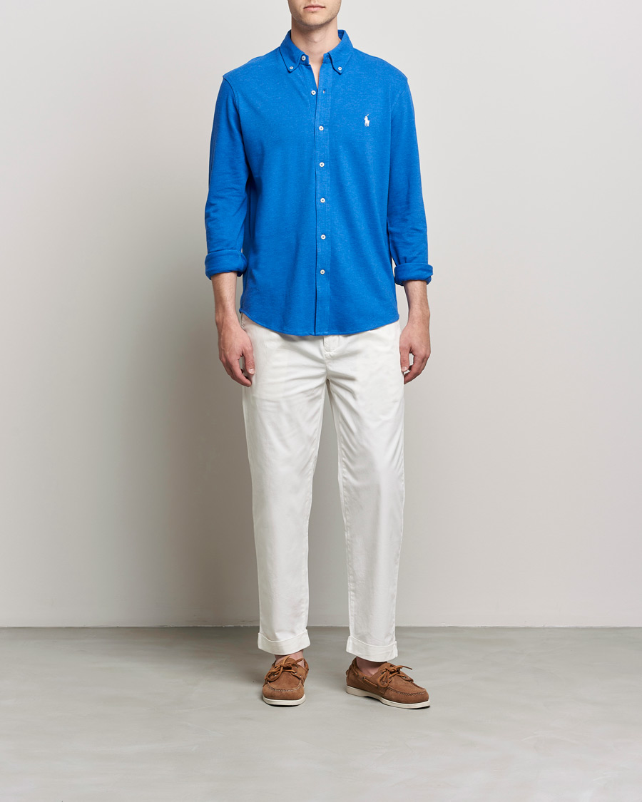 Heren | Overhemden | Polo Ralph Lauren | Featherweight Mesh Shirt Dockside Blue Heather