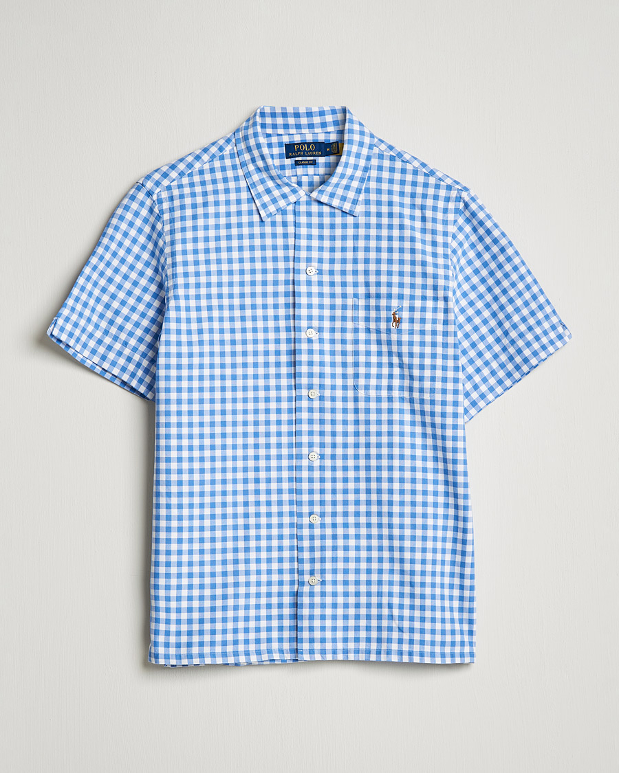 Heren | Overhemden | Polo Ralph Lauren | Short Sleeve Resort Collar Checked Shirt Blue/White