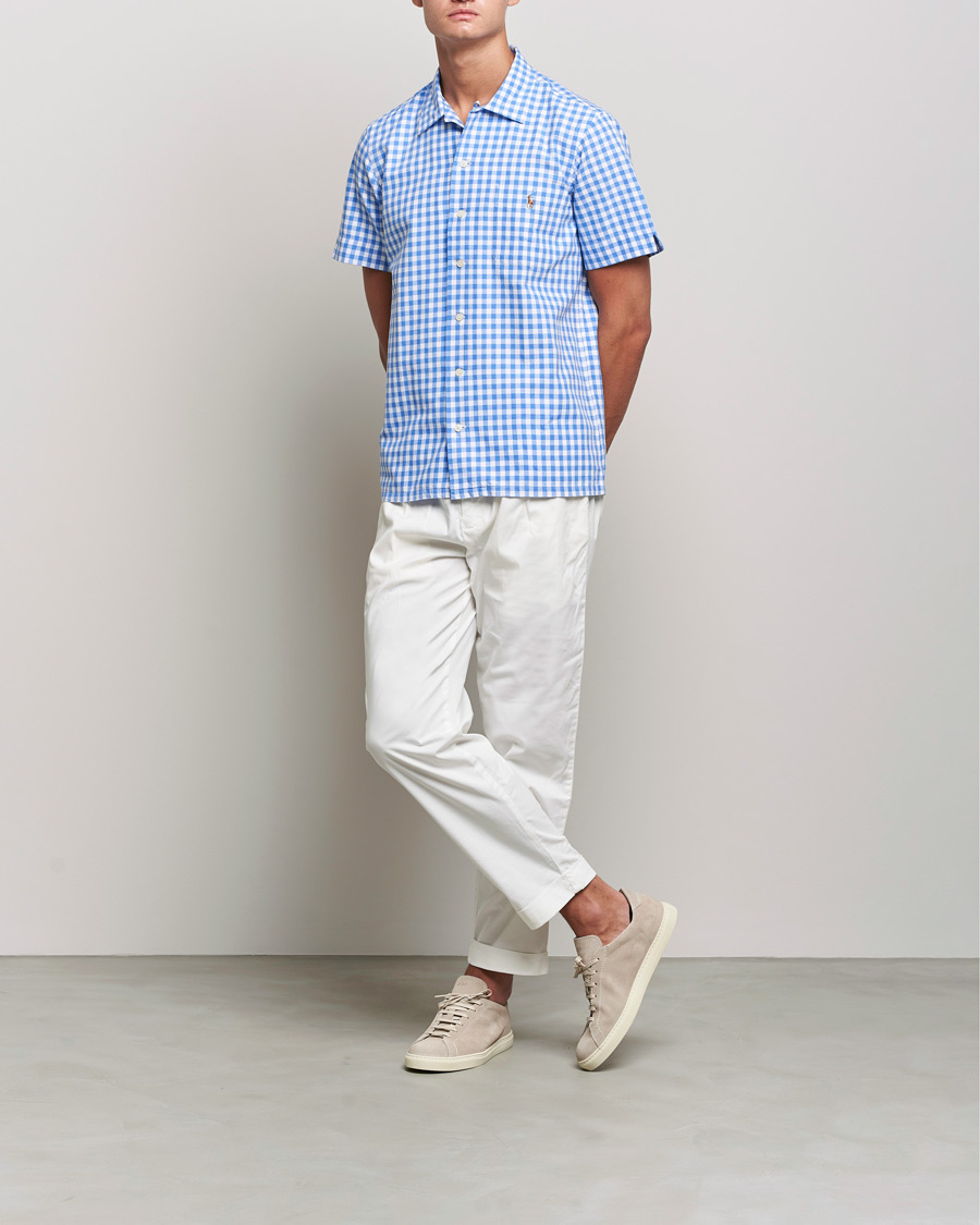 Heren | Overhemden | Polo Ralph Lauren | Short Sleeve Resort Collar Checked Shirt Blue/White