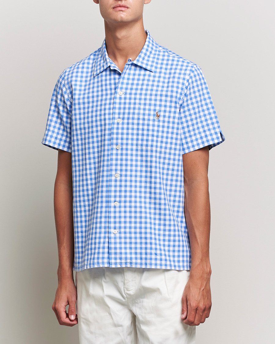 Heren | Overhemden | Polo Ralph Lauren | Short Sleeve Resort Collar Checked Shirt Blue/White