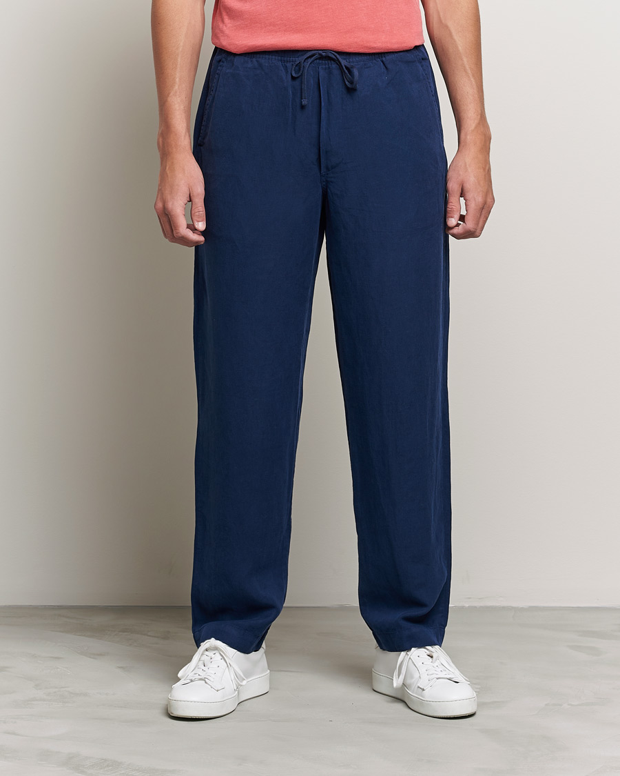 Heren | Broeken | Polo Ralph Lauren | Linen/Silk Drawstring Trousers Newport Navy