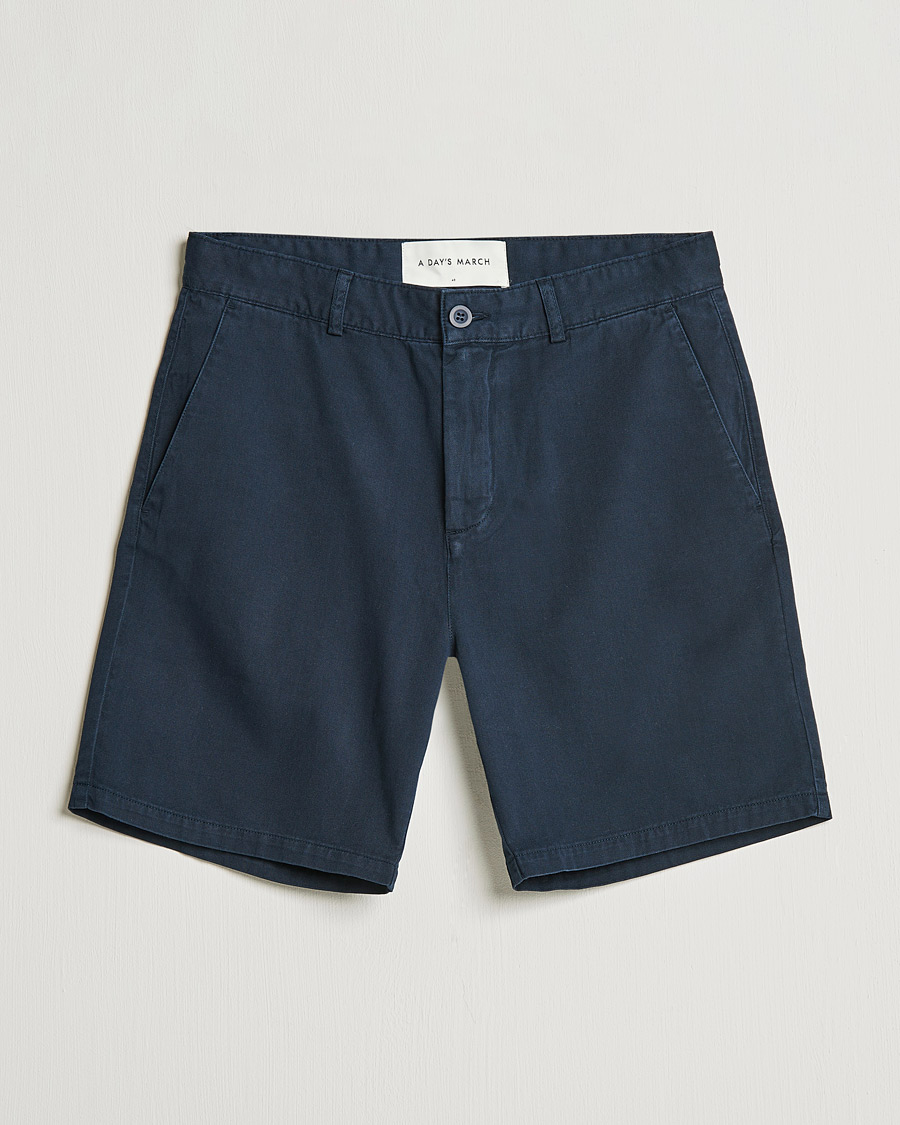 Heren | Korte broek | A Day's March | Erie Cotton Chino Shorts Navy