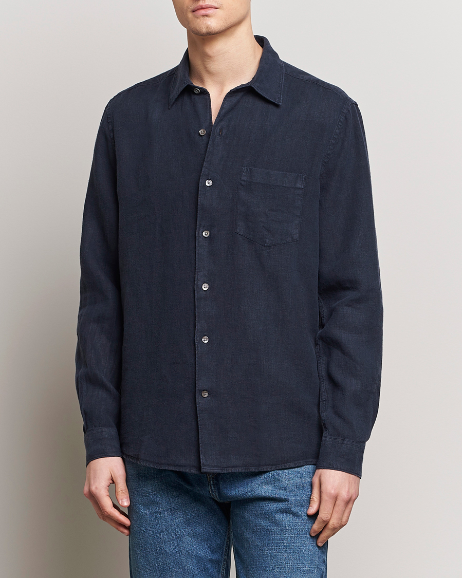 Heren | De linnenkast | A Day's March | Abu Linen Shirt Navy